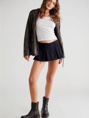 Free People Black Pleated Mini Skirt